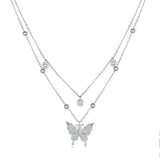 Double-layer Tassel Butterfly Pendant Necklace