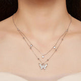 Double-layer Tassel Butterfly Pendant Necklace