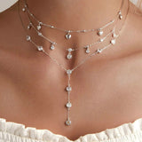 Stackable Clavicle Sparkling Zircon Chain Necklace