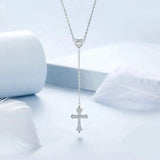 Delicate Heart-shaped Pendant Y-shaped Cross Chain Necklace