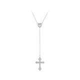 Delicate Heart-shaped Pendant Y-shaped Cross Chain Necklace