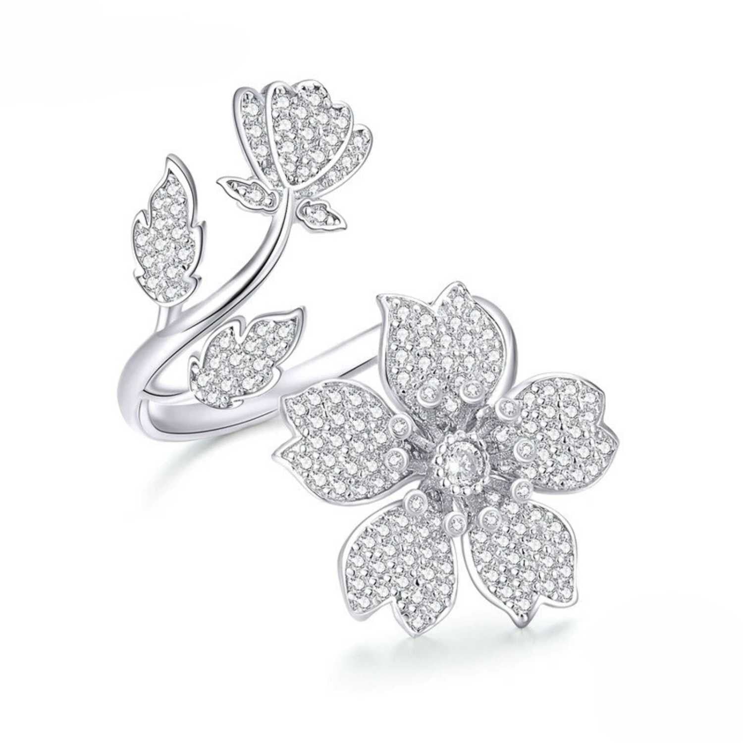 Spring Sakura Adjustable Silver Ring