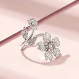 Spring Sakura Adjustable Silver Ring