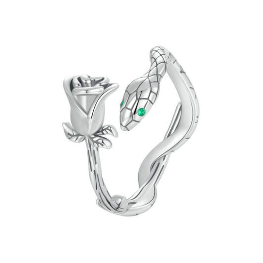 Rose Snake Open Ring