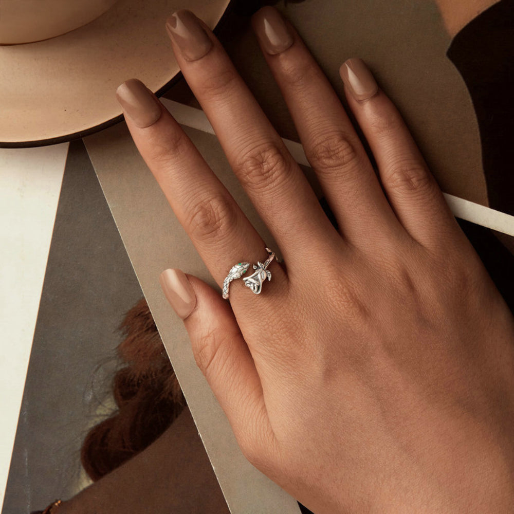 Rose Snake Open Ring