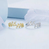Sterling Silver Adjustable Leaf Ring Korean Style