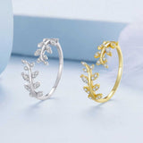Sterling Silver Adjustable Leaf Ring Korean Style