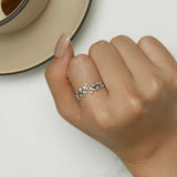 Sterling Silver Adjustable Leaf Ring Korean Style