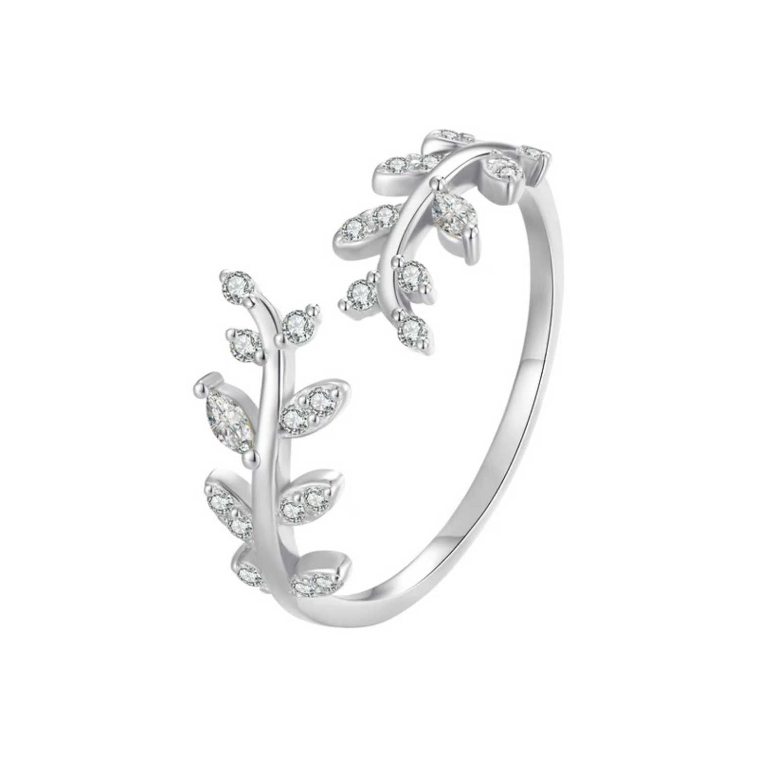 Sterling Silver Adjustable Leaf Ring Korean Style