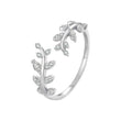 Sterling Silver Adjustable Leaf Ring Korean Style