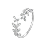 Sterling Silver Adjustable Leaf Ring Korean Style