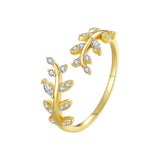 Sterling Silver Adjustable Leaf Ring Korean Style