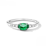 Oval Gemstone and Diamond Band Ring