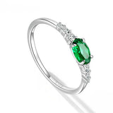 Oval Gemstone and Diamond Band Ring