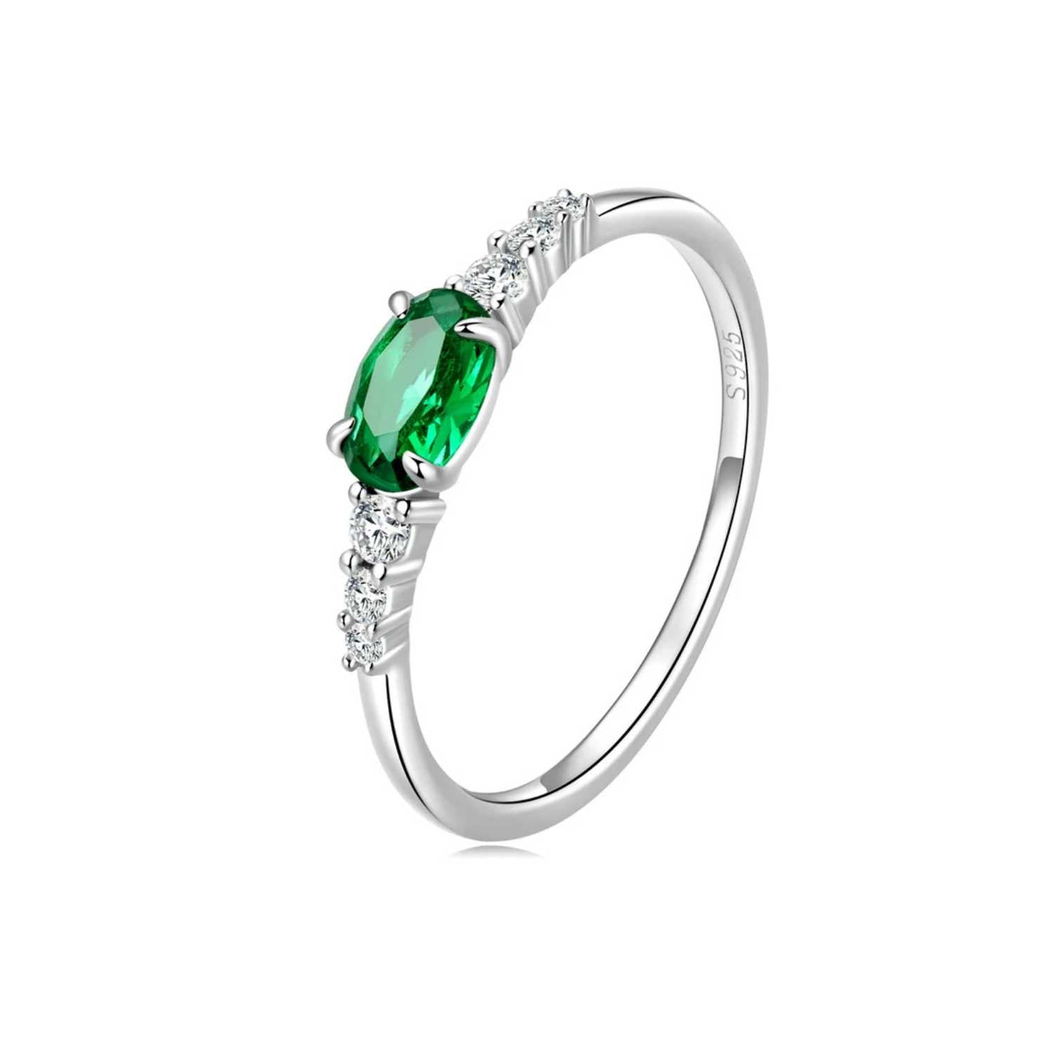 Oval Gemstone and Diamond Band Ring