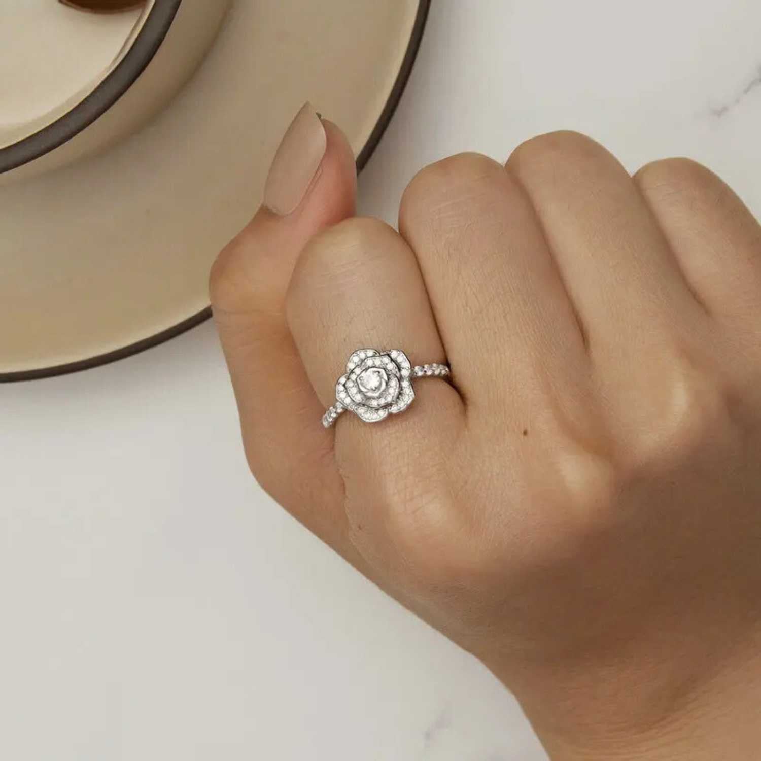 Luxury Rose Sterling Silver Ring