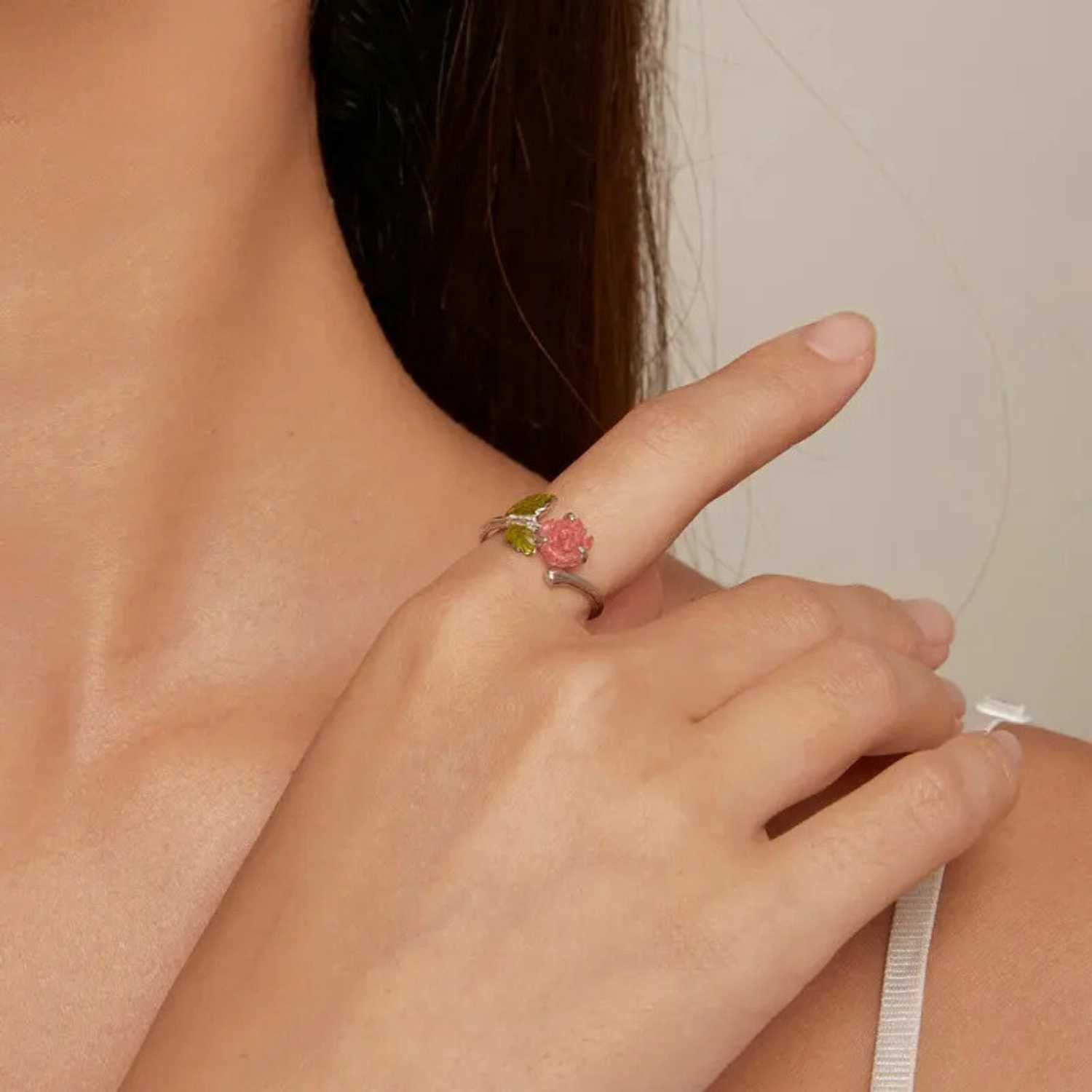 Color Changeable Rose Flower Adjustable Ring
