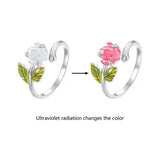Color Changeable Rose Flower Adjustable Ring