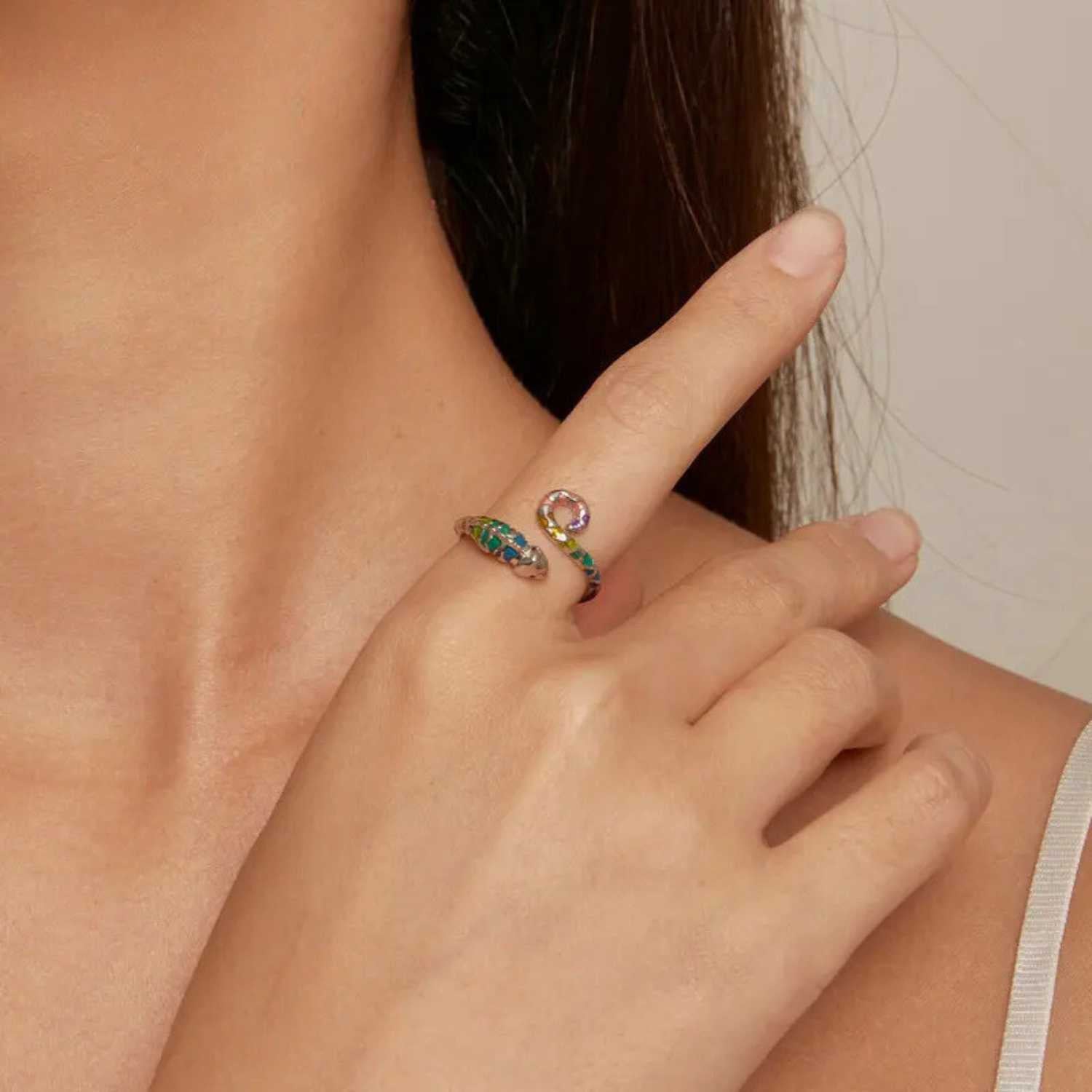 Silver Chameleon Opening Ring