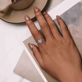 Sterling Silver Heart Gemstone Ring with Snake Pattern