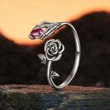 Skeleton and Rose Vintage Sterling Silver Ring
