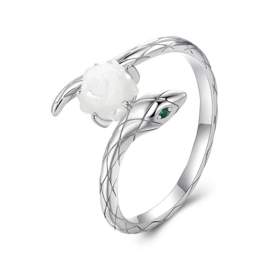 Rose Snake Open Ring