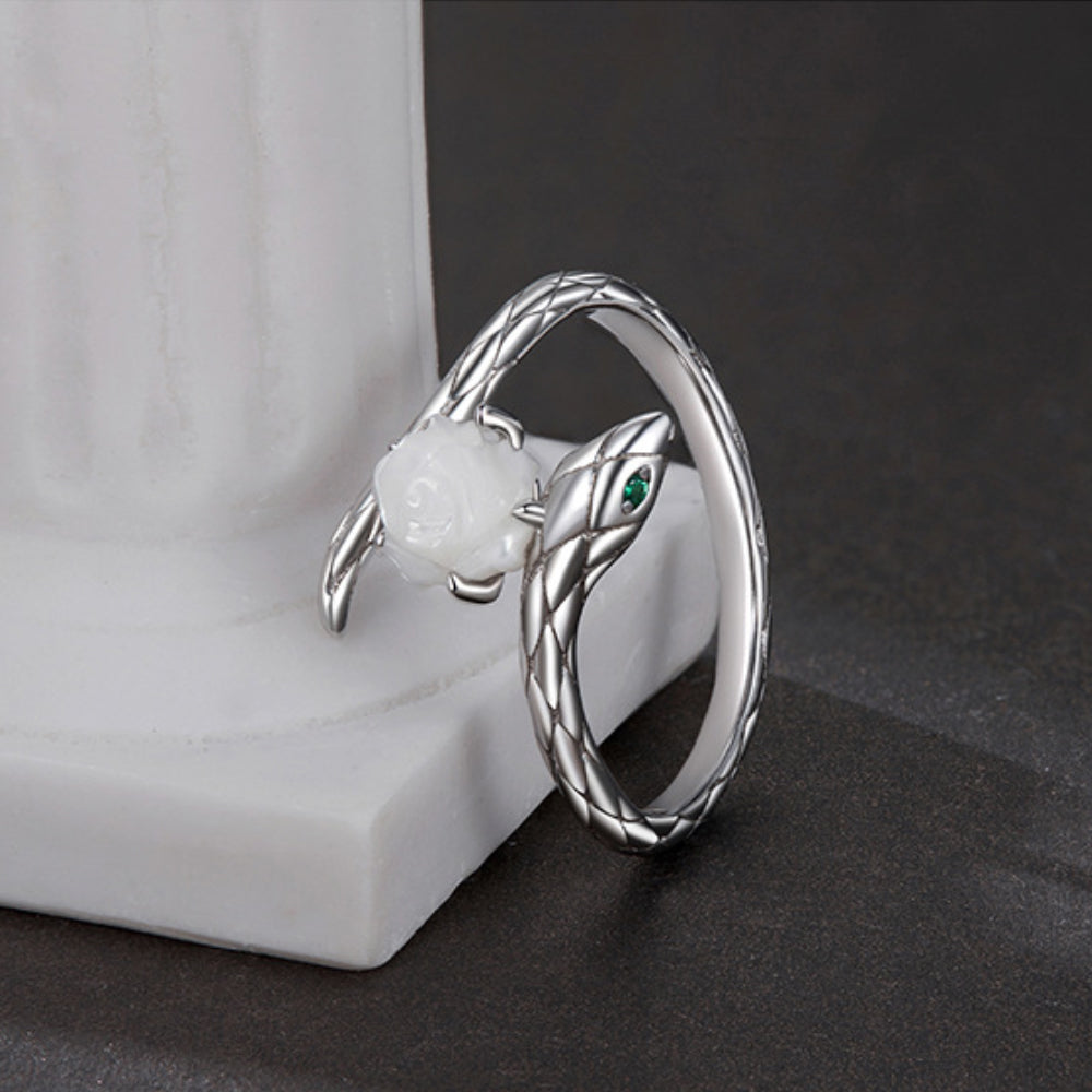 Rose Snake Open Ring