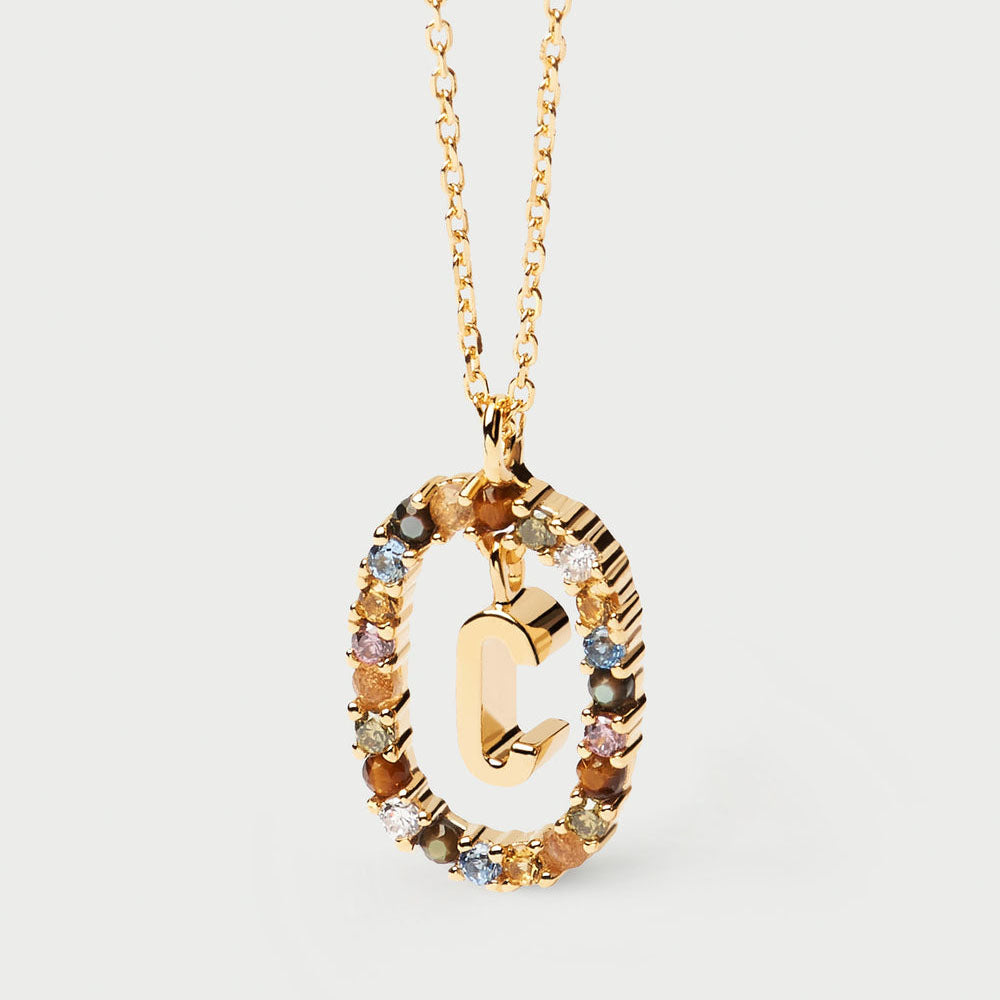 Colorful Gemstone Initial Necklace