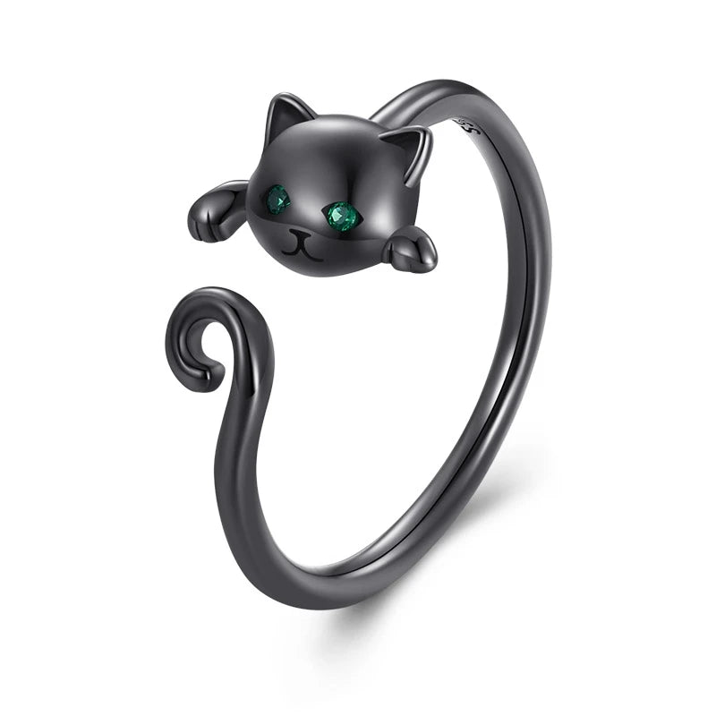 Sterling Silver Cute Cat Ring