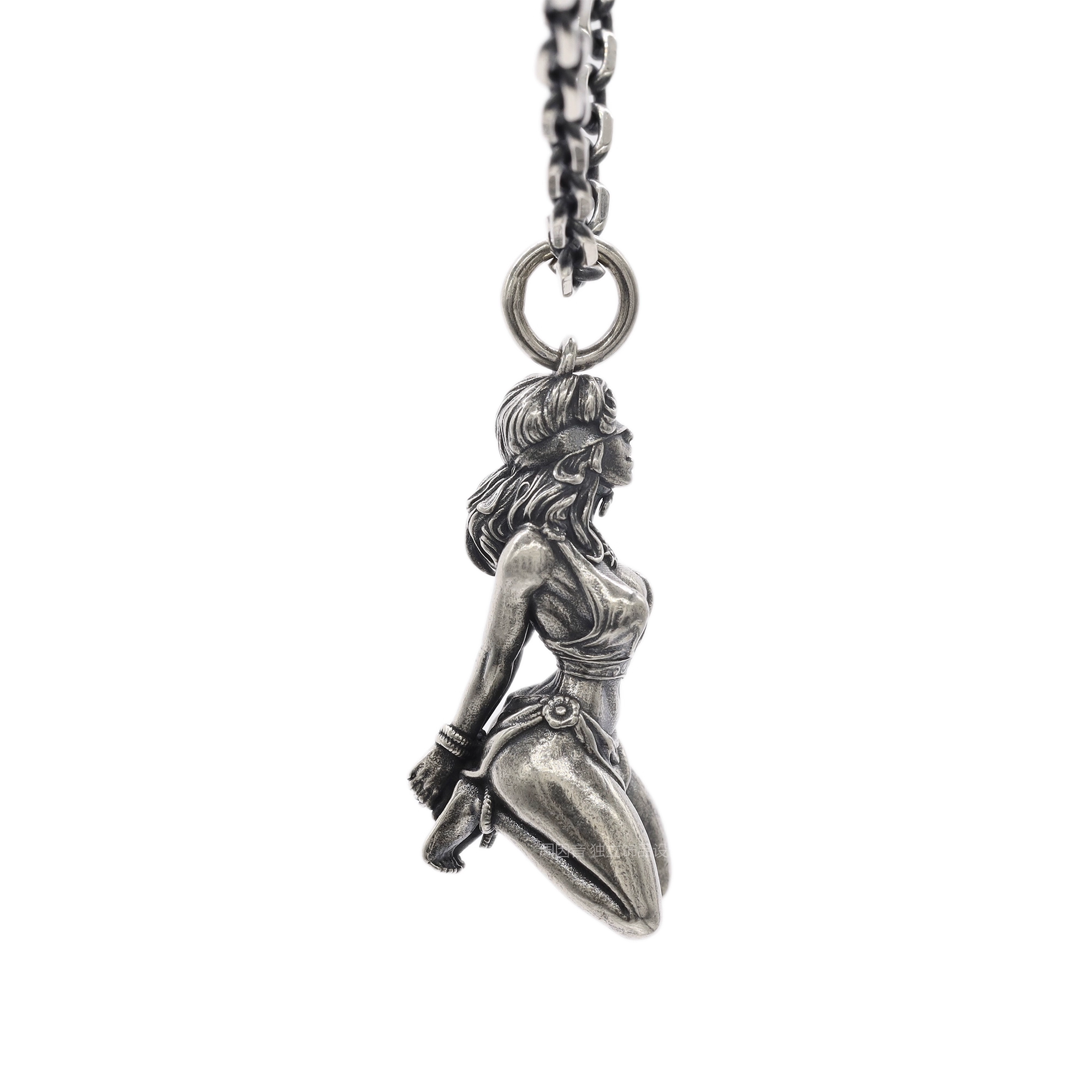 Cyber Fantasy Girl Pendant in Sterling Silver