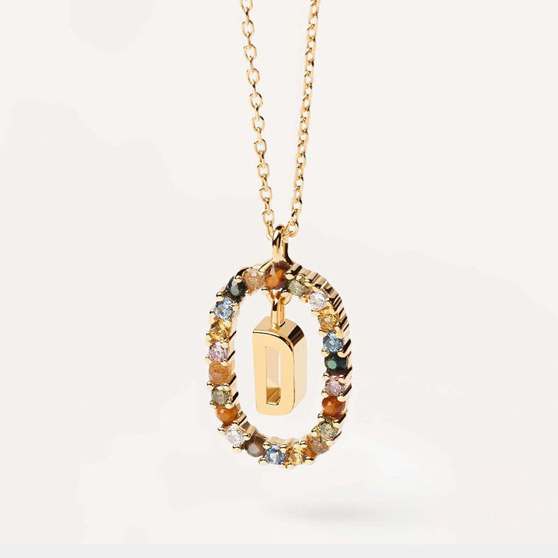 Colorful Gemstone Initial Necklace