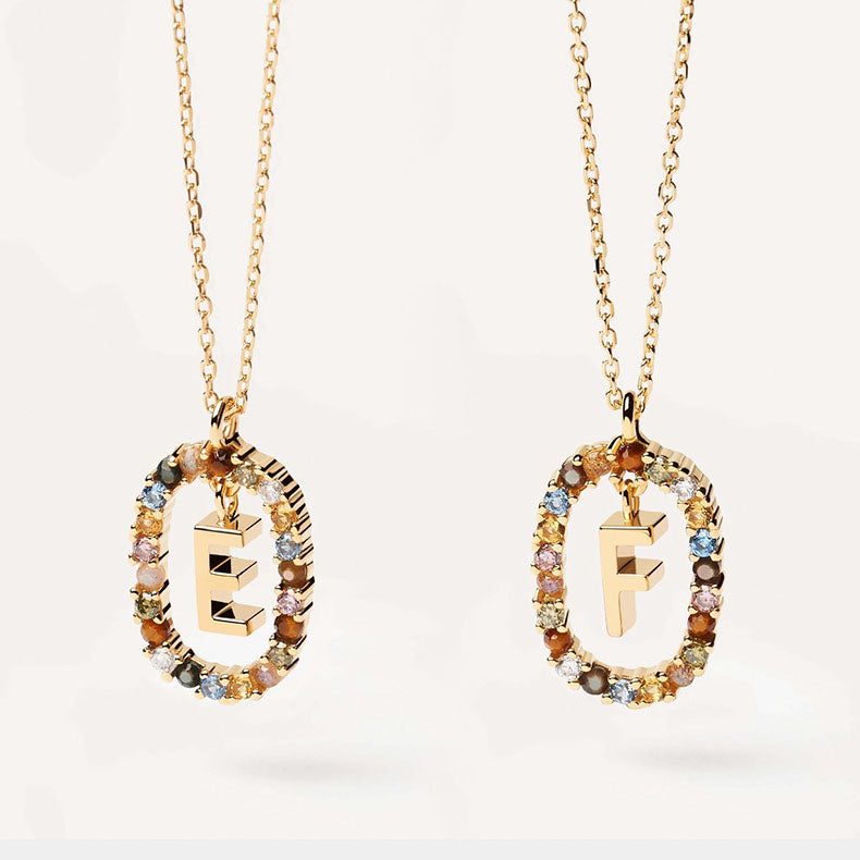 Colorful Gemstone Initial Necklace