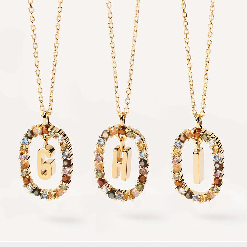 Colorful Gemstone Initial Necklace