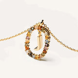 Colorful Gemstone Initial Necklace