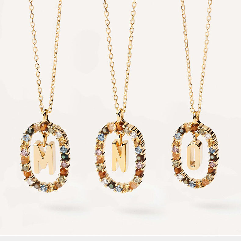 Colorful Gemstone Initial Necklace