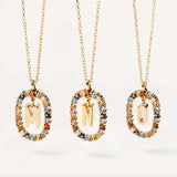 Colorful Gemstone Initial Necklace