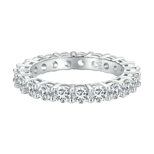 Four-Prong 925 Sterling Silver Diamond Engagement Ring