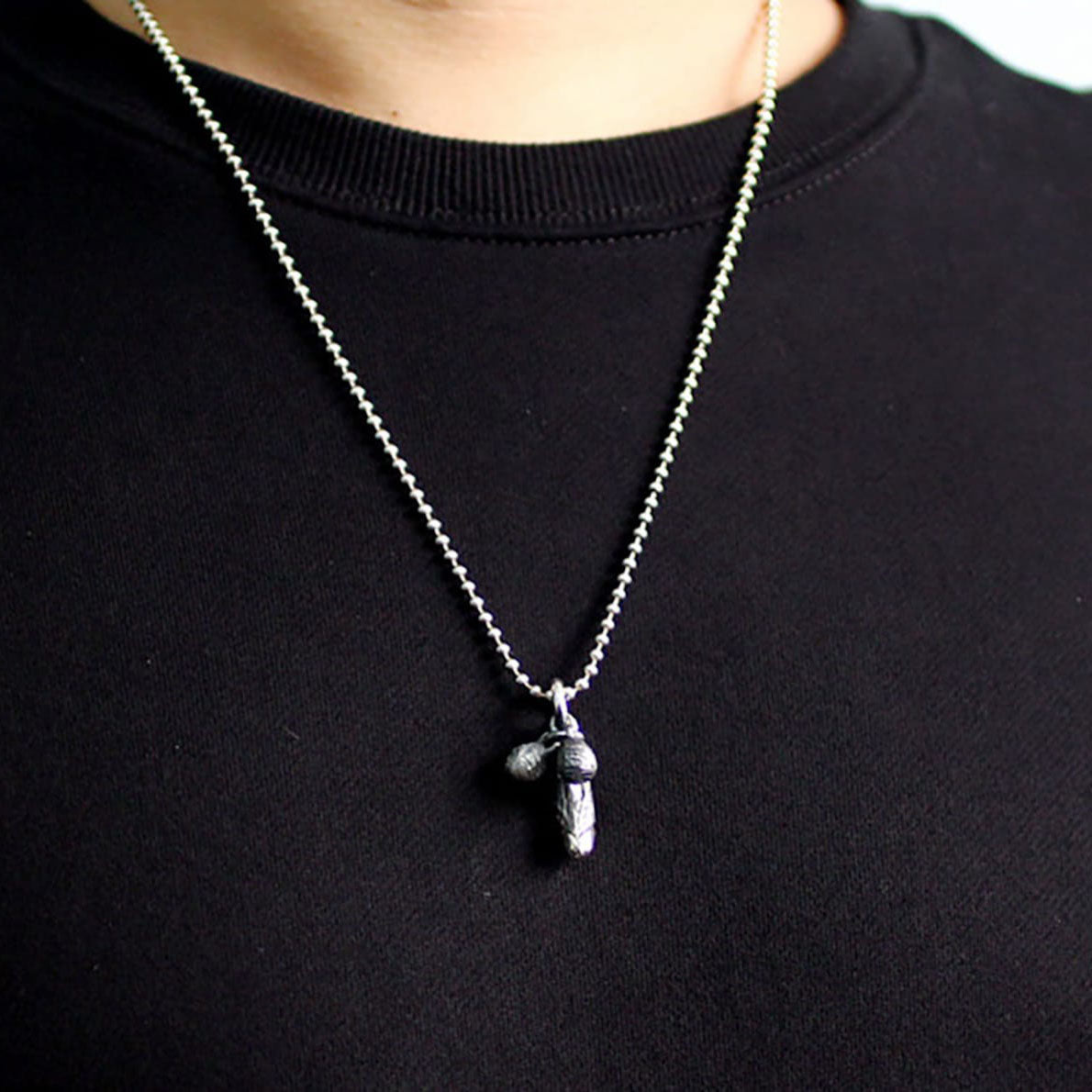Vintage Silver Penis Reiki Pendant Necklace