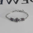 Gothic Rose Bracelet with Red Zircon and Silver