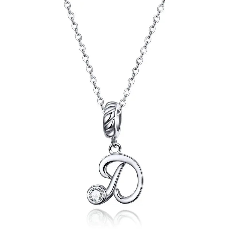 Vintage Letter A to Z Initial Long Chain Pendant Necklace