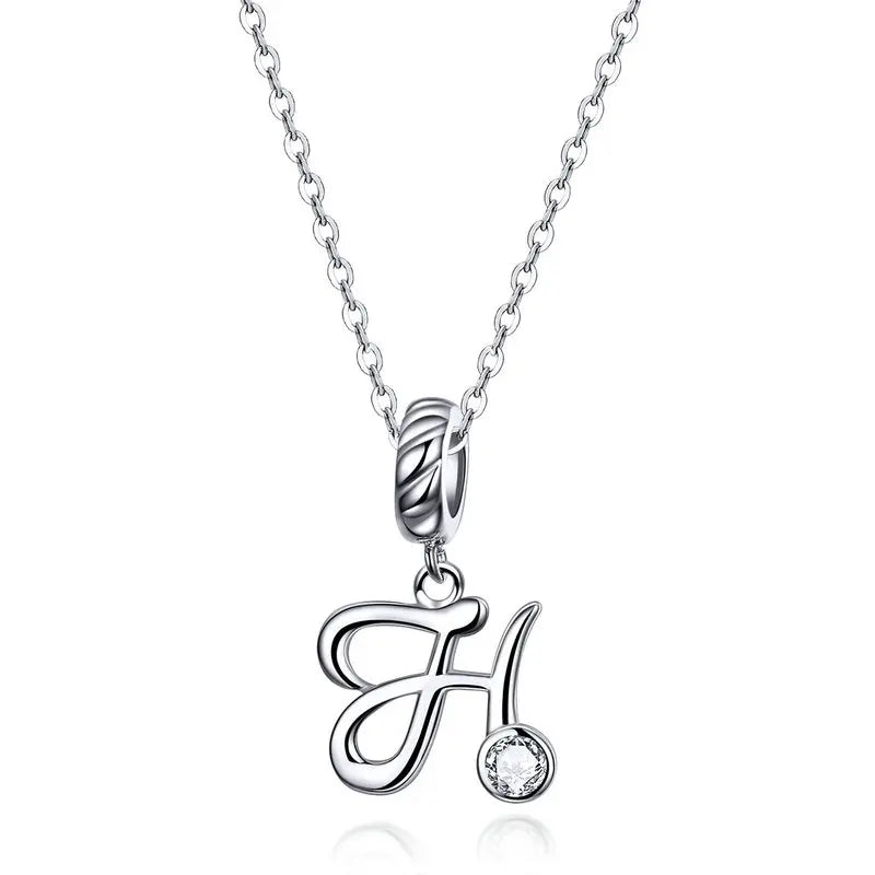Vintage Letter A to Z Initial Long Chain Pendant Necklace