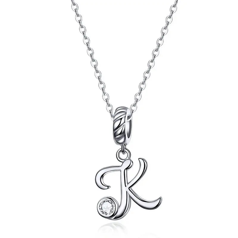 Vintage Letter A to Z Initial Long Chain Pendant Necklace