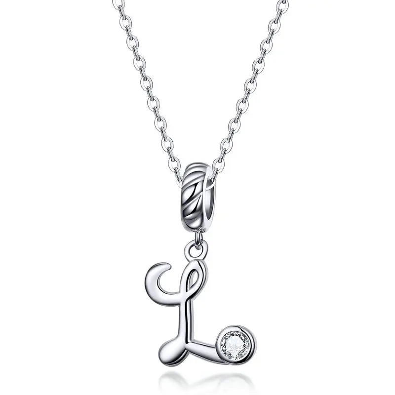 Vintage Letter A to Z Initial Long Chain Pendant Necklace