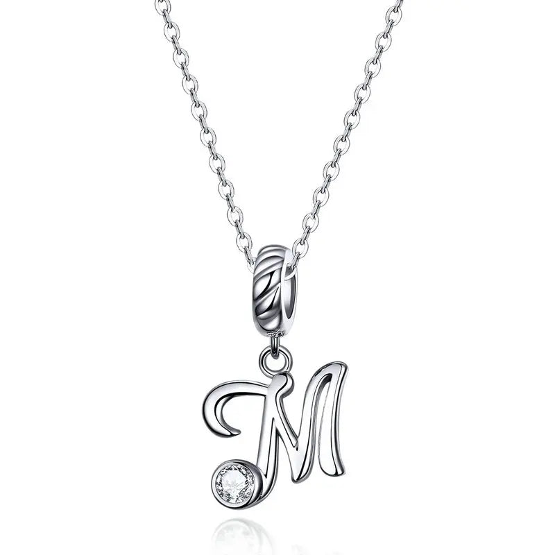 Vintage Letter A to Z Initial Long Chain Pendant Necklace