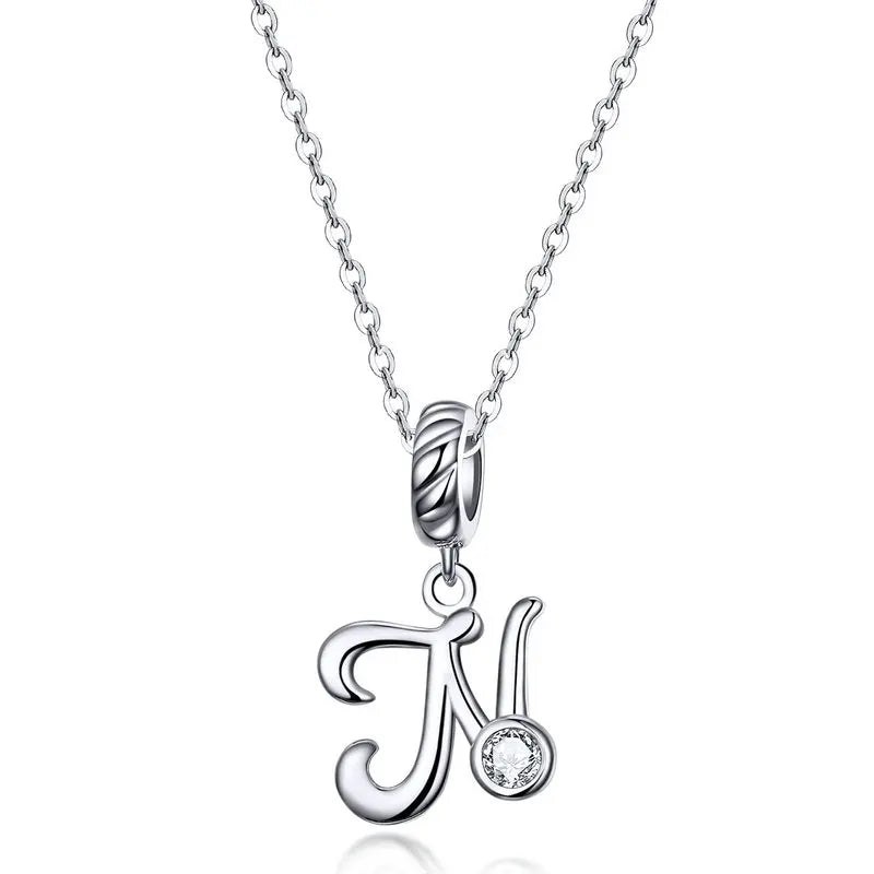 Vintage Letter A to Z Initial Long Chain Pendant Necklace