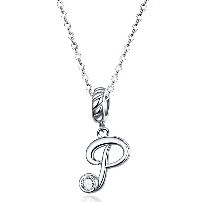 Vintage Letter A to Z Initial Long Chain Pendant Necklace