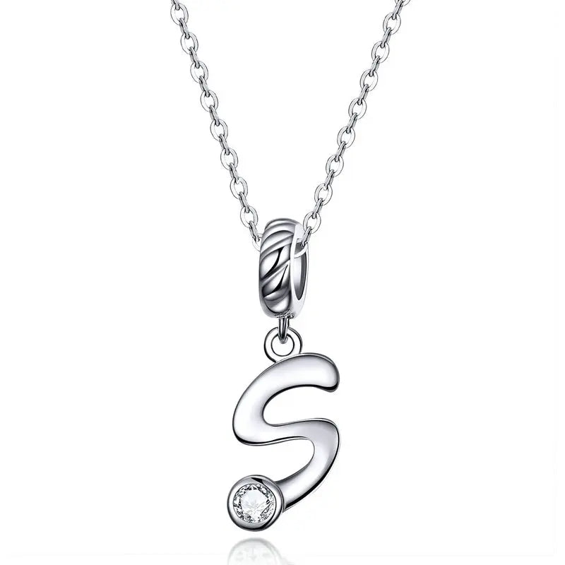 Vintage Letter A to Z Initial Long Chain Pendant Necklace