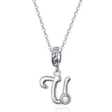 Vintage Letter A to Z Initial Long Chain Pendant Necklace