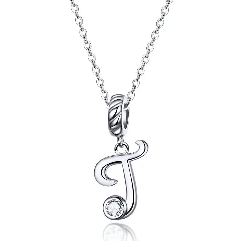 Vintage Letter A to Z Initial Long Chain Pendant Necklace