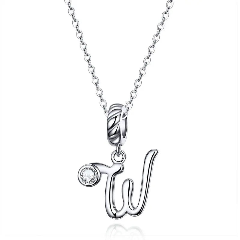 Vintage Letter A to Z Initial Long Chain Pendant Necklace